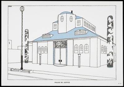 Palais de Justice, from Une Cite Moderne, Dessins de Rob Mallet-Stevens Architecte, 1987 by Robert Mallet Stevens
